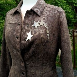 Coldwater Creek Women's Brown & Gold Metallic Jacket Blazer sz 4